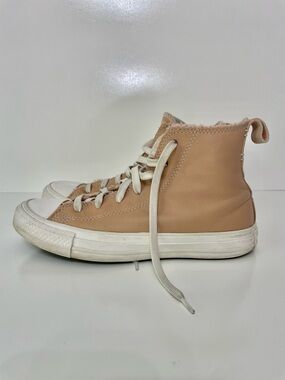 Converse Leather Cozy Tone Champagne High-Top Sherpa Sneakers Womens 7 All Star